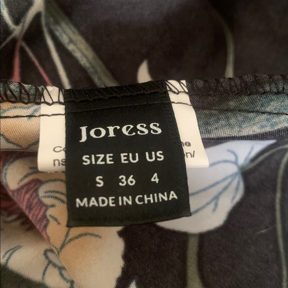 Elegant Joress Black & Floral Midi Dress with Tie Waist - Size S - Picture 6 of 6